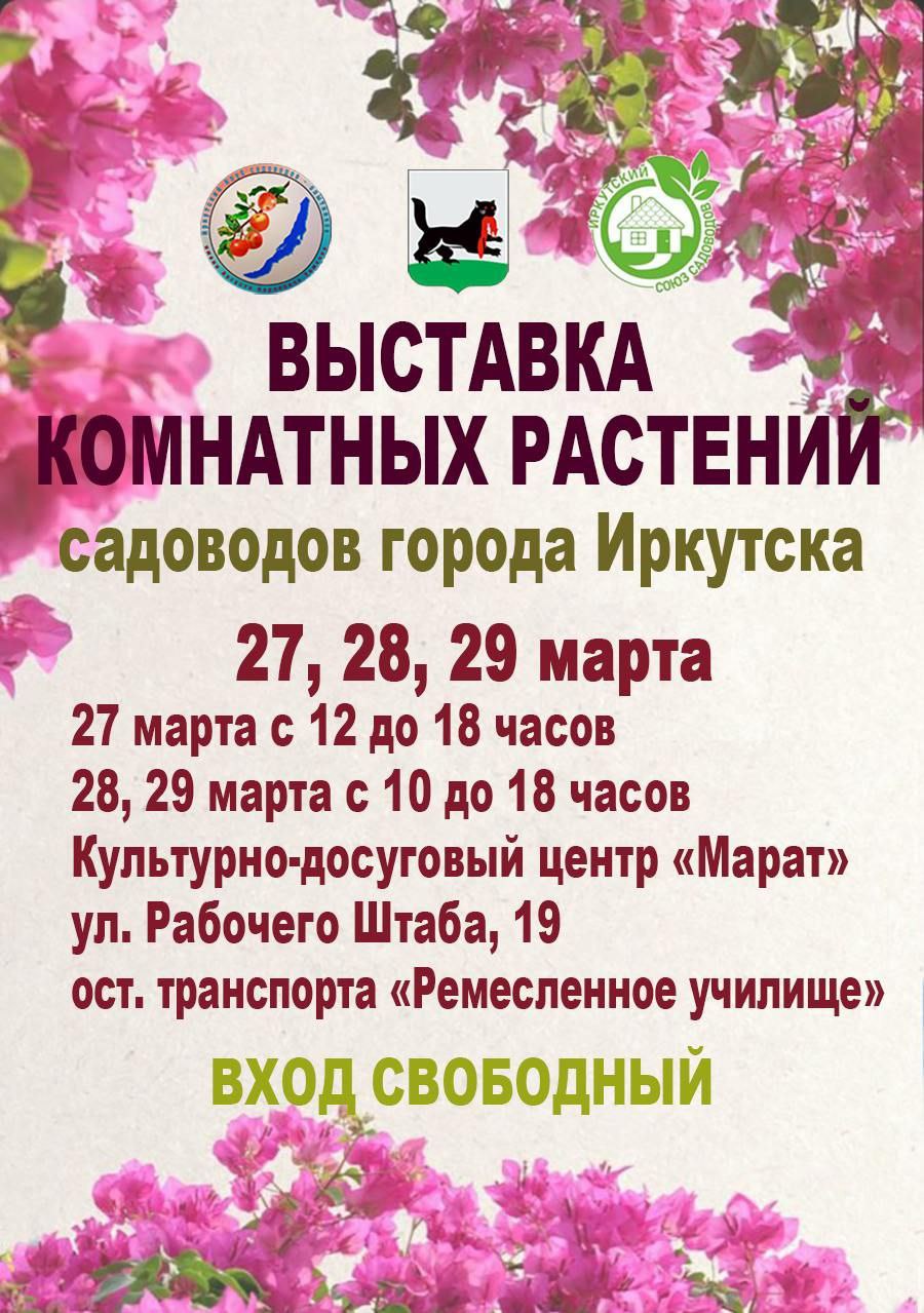 В иркутском КДЦ «Марат» пройдет выставка комнатных растений.