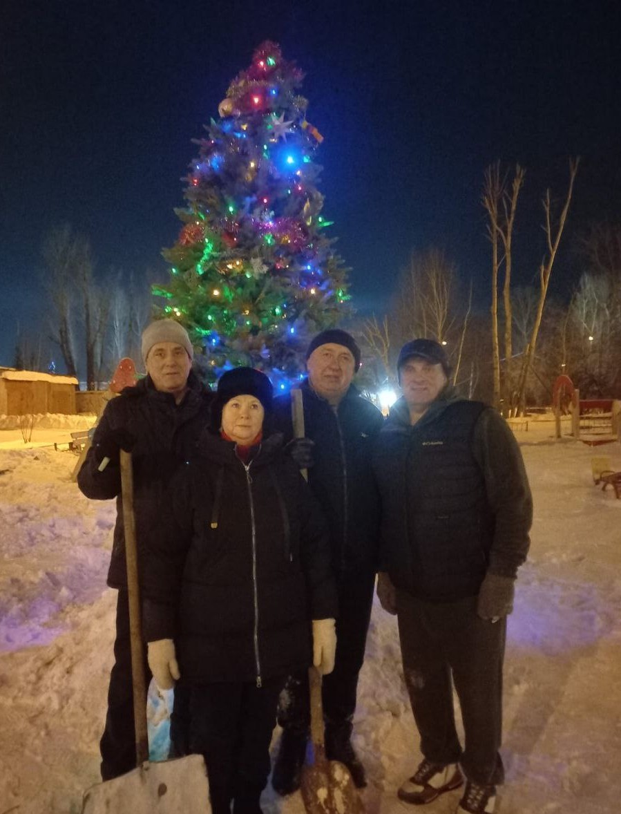  Активисты ТОСа «Надежда» установили елку.